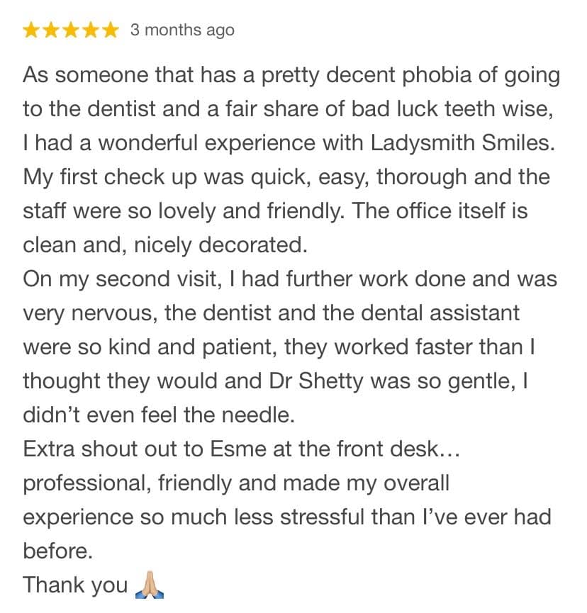 dental anxiety review five star nanaimo